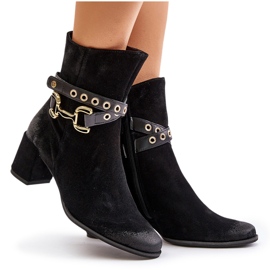 Bottes Femme En Daim À Talon Haut Avec Bride Décorative Maciejka 06679-01 Noir le noir 3