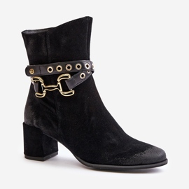 Bottes Femme En Daim À Talon Haut Avec Bride Décorative Maciejka 06679-01 Noir le noir 2