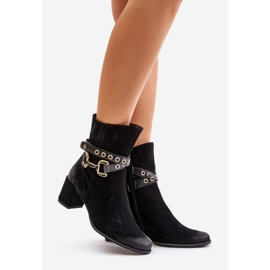 Bottes Femme En Daim À Talon Haut Avec Bride Décorative Maciejka 06679-01 Noir le noir 1