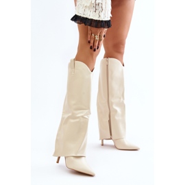 Bottes à talons hauts Bellinna beige clair avec tige rabattue 2