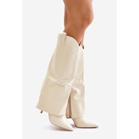 Bottes à talons hauts Bellinna beige clair avec tige rabattue 1