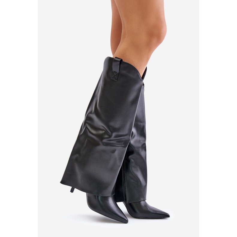 Bottes noires à talons hauts Bellinna avec tige retroussée le noir 1