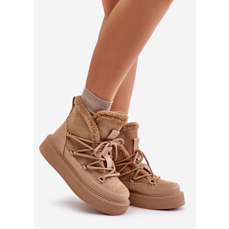 Bottes de neige Tamidra beige foncé sur la plateforme 1
