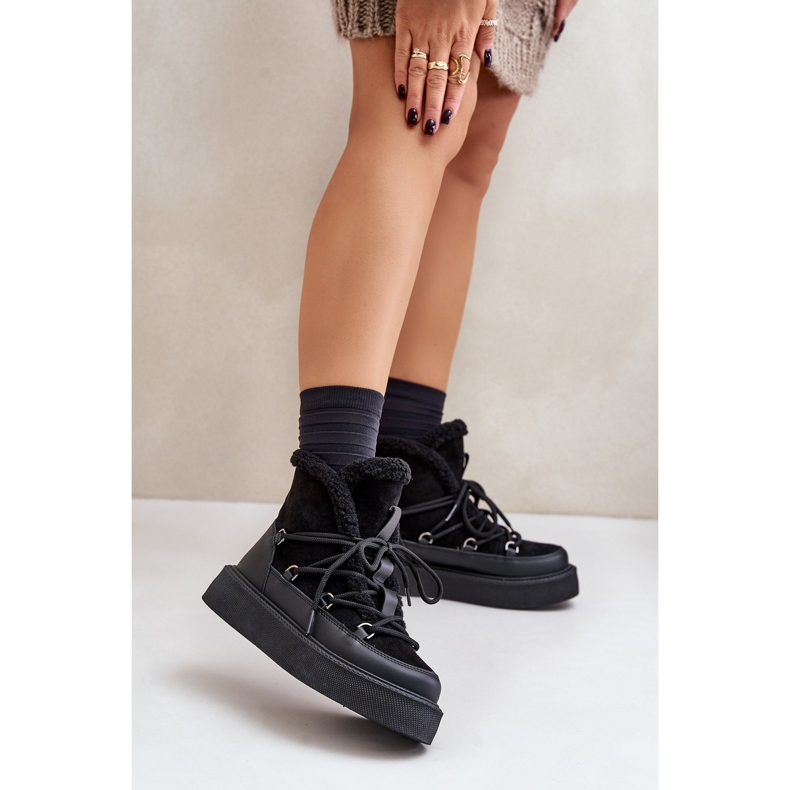 Bottes de neige Tamidra noires sur plateforme 2