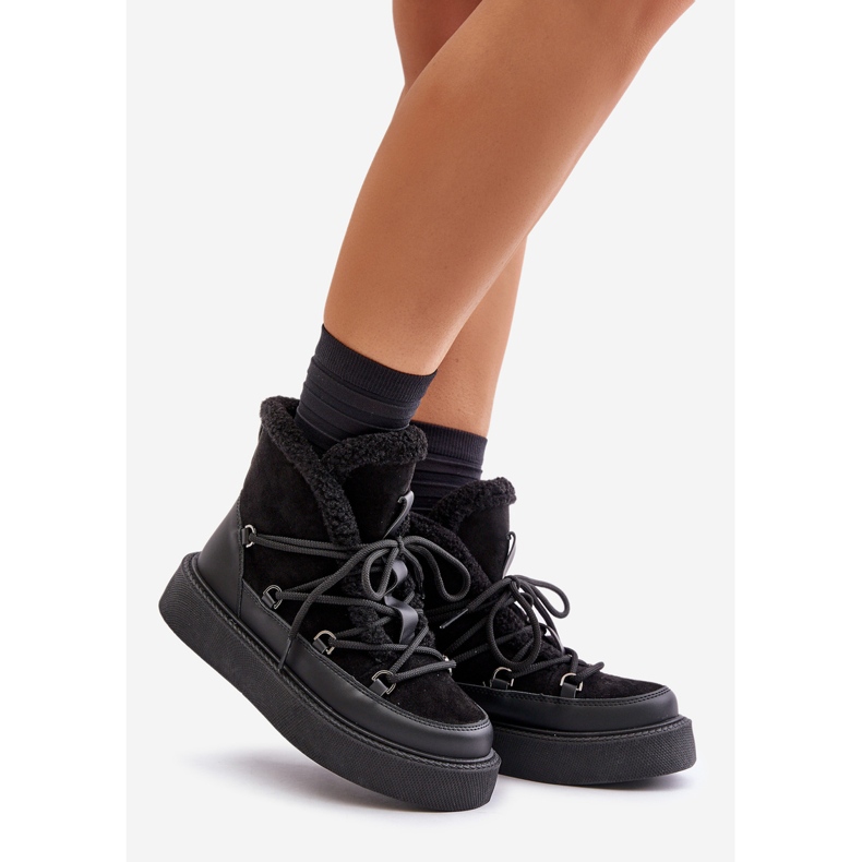 Bottes de neige Tamidra noires sur plateforme 1