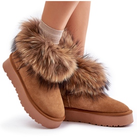 Bottes de neige à plateforme en cuir avec fourrure Avirisa camel brun 17