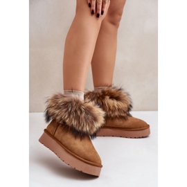 Bottes de neige à plateforme en cuir avec fourrure Avirisa camel brun 10