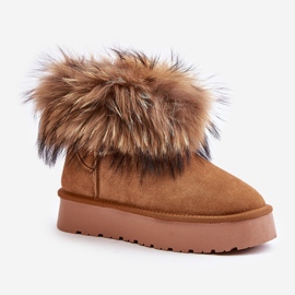 Bottes de neige à plateforme en cuir avec fourrure Avirisa camel brun 11