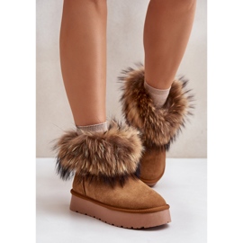 Bottes de neige à plateforme en cuir avec fourrure Avirisa camel brun 12