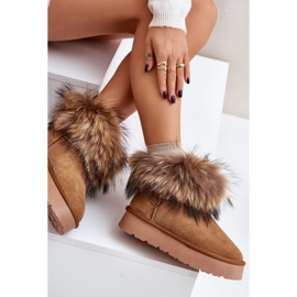 Bottes de neige à plateforme en cuir avec fourrure Avirisa camel brun 16