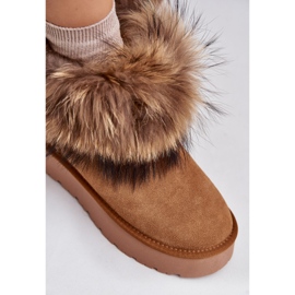 Bottes de neige à plateforme en cuir avec fourrure Avirisa camel brun 3
