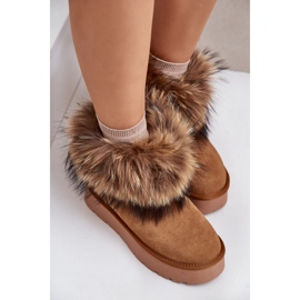 Bottes de neige à plateforme en cuir avec fourrure Avirisa camel brun 9