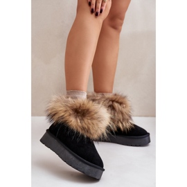Bottes de neige à plateforme en cuir avec fourrure, noir Avirisa le noir 7