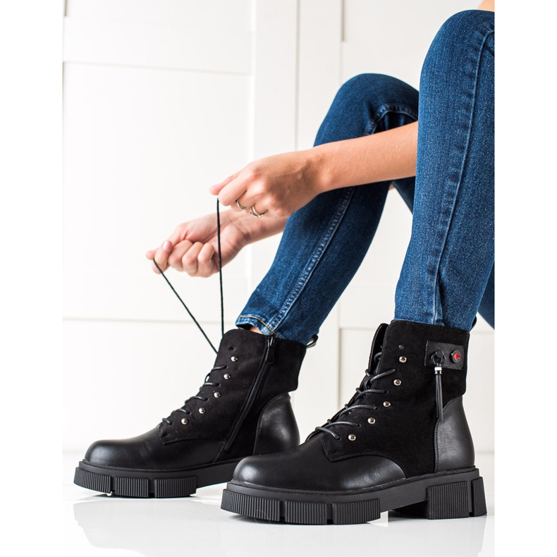 W. Potocki Bottines à lacets sur la plateforme Potocki noir 2