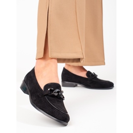 W. Potocki Mocassins femme daim ajouré Potocki noir 1