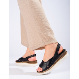 W. Potocki Sandales compensées basses femme Potocki noir 1