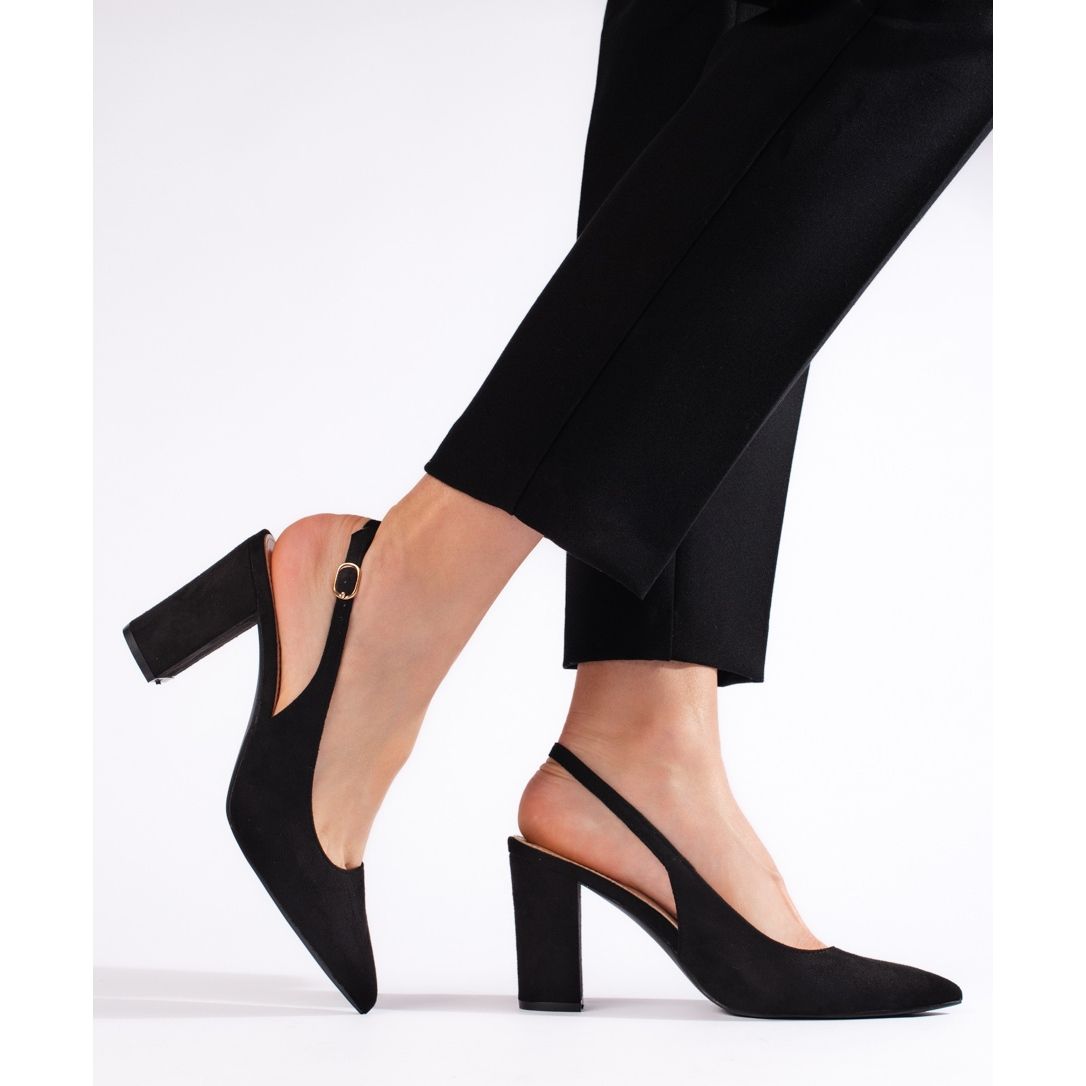 Escarpins noirs a talon ouvert Chaussures a la mode
