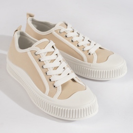 Baskets plateforme femme beiges 1