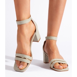 Sandales à talons femme en daim olive vert 3