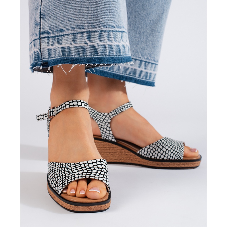 Sandales compensées confortables pour femmes de Sergio Leone blanc 2