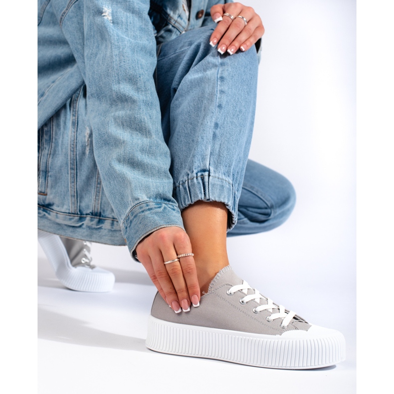 Baskets plateforme femme grises 2