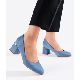 Escarpins à talons en daim bleu 4