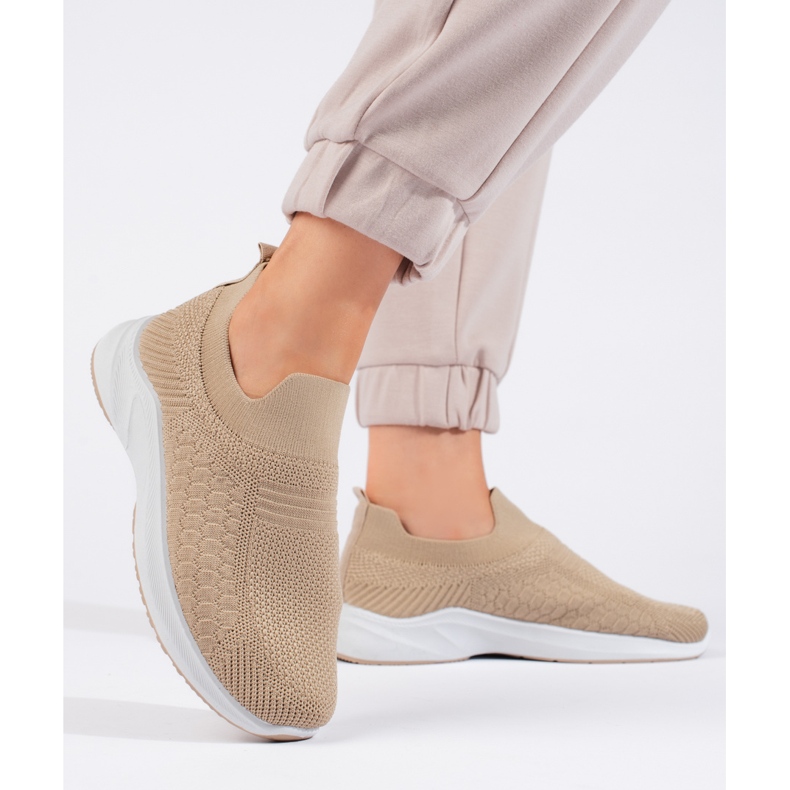 Chaussures de sport en textile beiges 1 Chaussures de sport en textile beiges 1