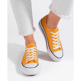 Baskets à lacets classiques jaunes pour femme 1