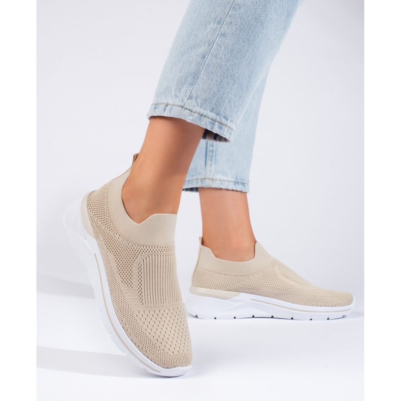 Chaussures de sport en textile beiges 1