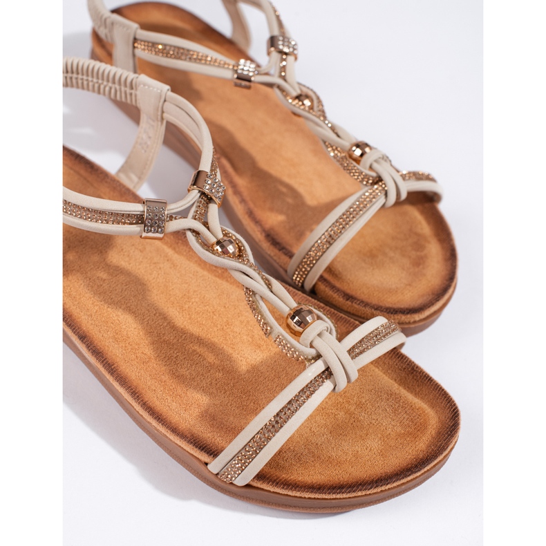 Sandales femme beiges à enfiler 1