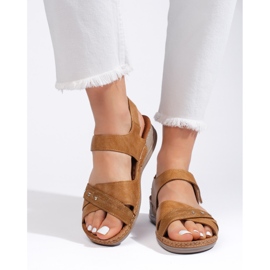 Sandales plateforme femme camel clair brun 2
