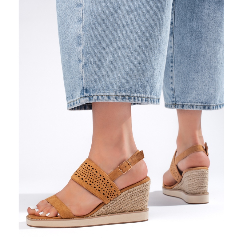 Sandales compensées marron pour femme brun 1