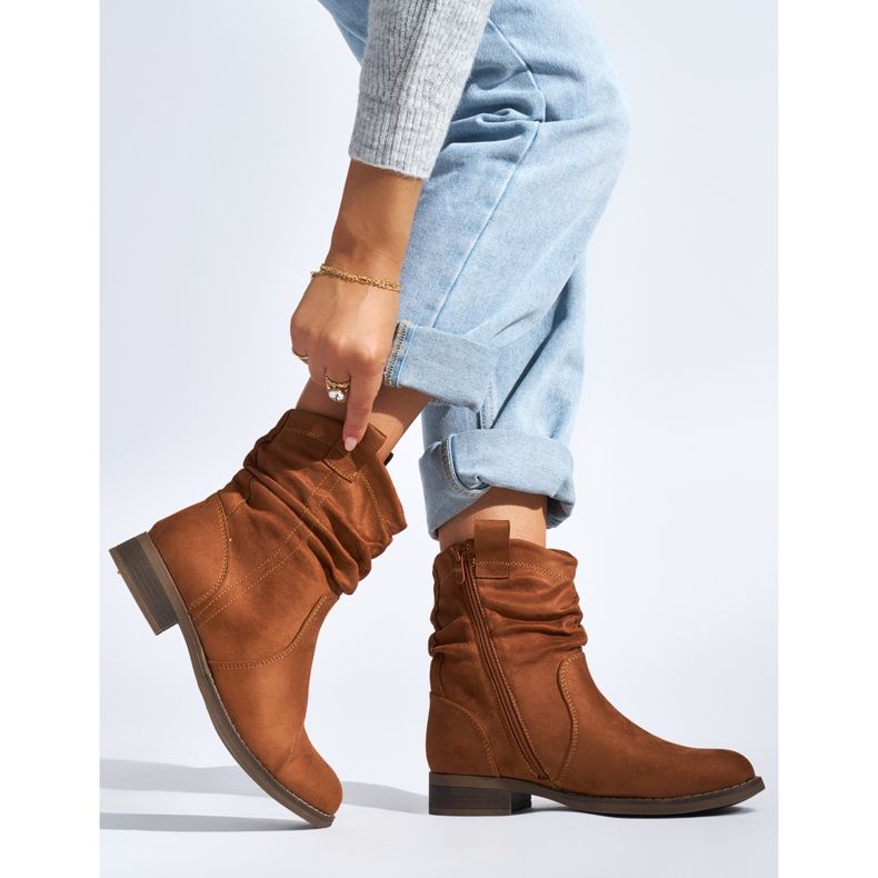 Bottines femme marron en daim brun 1