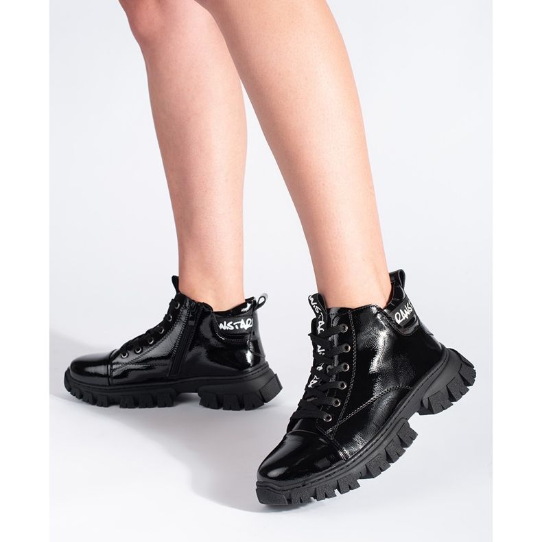 Bottines vernies noires pour femmes de Sergio Leone 2