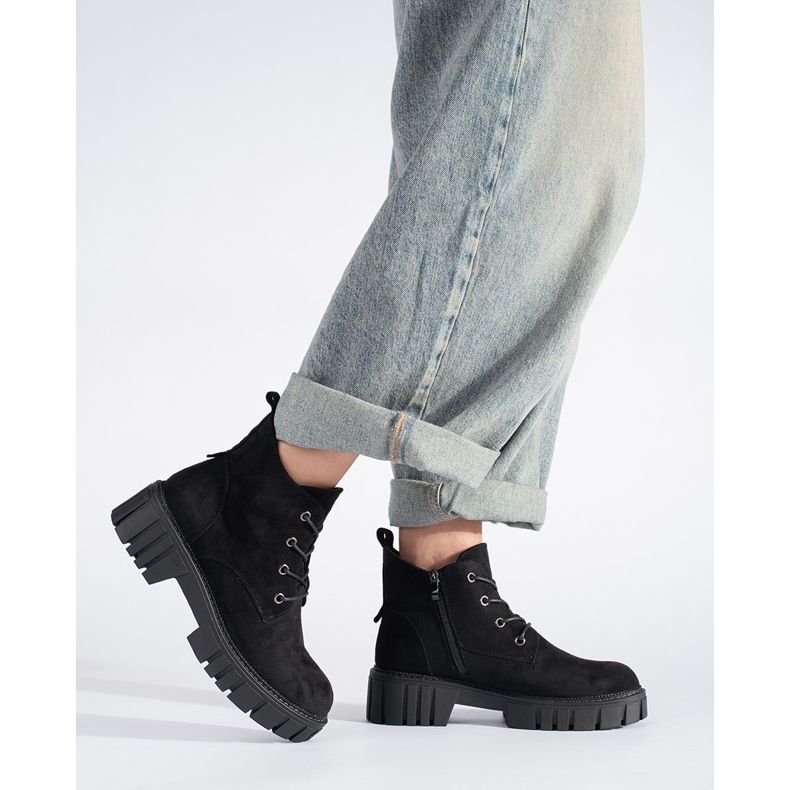 Bottines en daim à lacets noires par Sergio Leone le noir 1