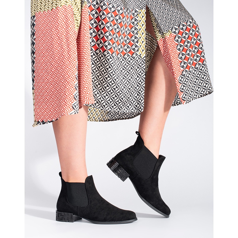 Bottines Chelsea noires à talon décoratif par Sergio Leone le noir 1