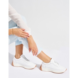 Sergio Leone Chaussures de sport femme blanches en cuir ajouré 2