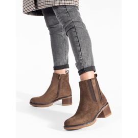 Seastar Bottines Chelsea en daim marron à talon haut brun 4
