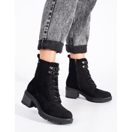 Bottines en daim noir à liens le noir 2