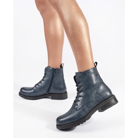 Bottines à lacets en cuir pour femme bleu marine par Sergio Leone 1