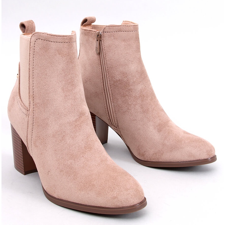 Bottines classiques à talons hauts Rosey Khaki beige 1