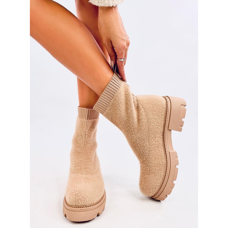 Bottines chaussettes Roanna Kaki beige 1 Bottines chaussettes Roanna Kaki beige 1