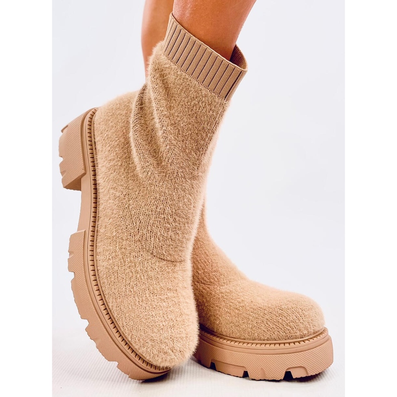 Bottines chaussettes Roanna Kaki beige 2 Bottines chaussettes Roanna Kaki beige 2