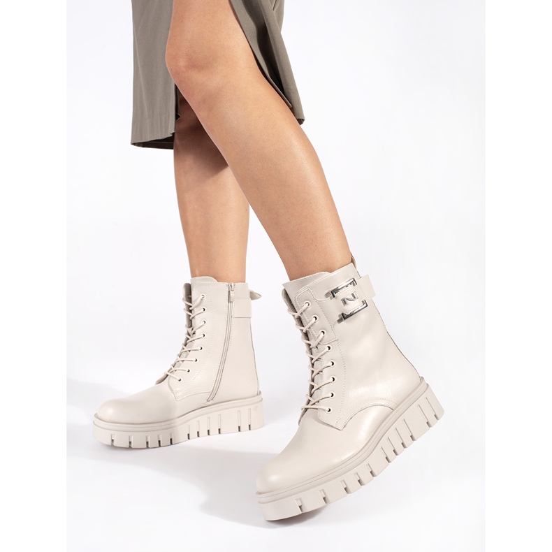 Seastar Bottines à lacets beiges sur la plateforme 1 Seastar Bottines à lacets beiges sur la plateforme 1