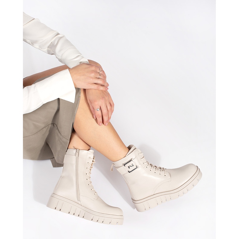 Seastar Bottines à lacets beiges sur la plateforme 2 Seastar Bottines à lacets beiges sur la plateforme 2