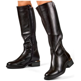 Bottes noires pour femmes en éco-cuir pour l'hiver 2