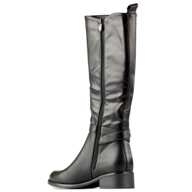 Bottines noires pour femmes en éco-cuir, tige élastique 1
