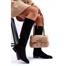 Bottines à Talons Plats en Daim Noir Eelin 1