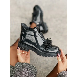 S.Barski Bottines en cuir verni avec décoration isolée D&amp;A LZ42-036 Noir le noir 9
