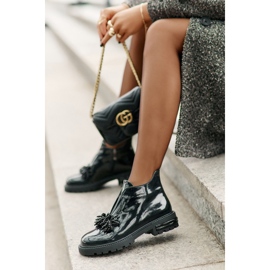 S.Barski Bottines en cuir verni avec décoration isolée D&amp;A LZ42-036 Noir le noir 6